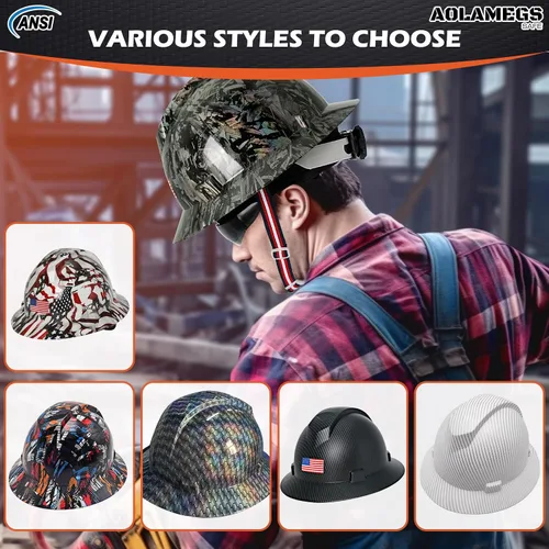 Vista 8 de Stylish Carbon Fiber Pattern Full Brim Hard Hat with Hard Hat Liner and Safety Visor Kit - ANSI Z89.1 Type 1 Class C OSHA Approved Construction Hard