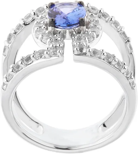 Vista 2 de Femme Luxe Anillo de declaración de tanzanita y circonita blanca de 3.50 GTW en plata de ley 925. Regalo para ella. Embalaje listo para regalo.