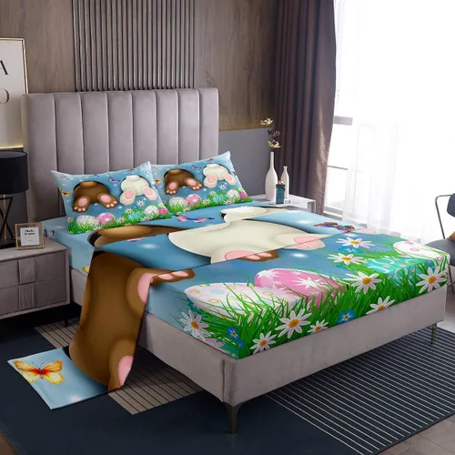 Vista 23 de Erosebridal Juego de sábanas de cola de sirena, tamaño individual para niños pequeños, sábana bajera ajustable de animales marinos náuticos