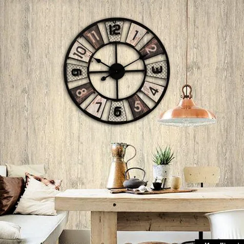 Vista 7 de Wall ClockGiant Wall Clock, 60 Cm Metal Silent Wall Clock Vintage Design Wall Clock for Kitchen, Living Room, Bedroom, Office, Bar
