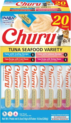 Vista 27 de INABA - Golosinas Churu para gatos, puré cremoso para gatos, sin cereales, que se puede lamer y exprimir / suplemento con vitamina E y taurina, 0.5