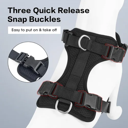 Vista 2 de Wisedog Arnés para perro de tamaño mediano, chaleco para mascotas con clip frontal, arnés ajustable para cachorro con 3 hebillas de liberación