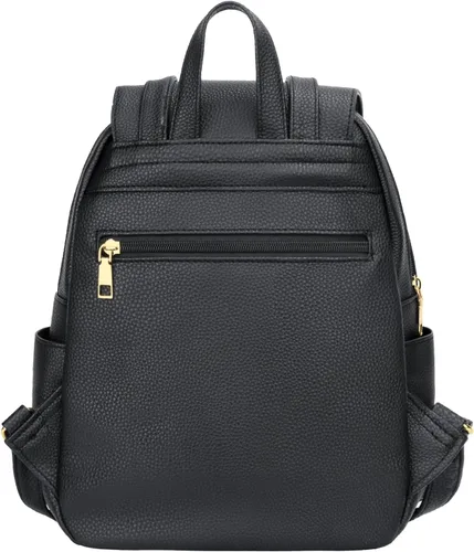 Vista 5 de KKXIU - Mochila de cuero de moda para mujeres y damas, bolsa de viaje y para el día, con correa para los hombros, A-Negro, Mediana, Mochila