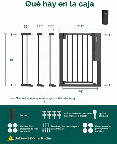 Vista 9 de Babelio - Puerta inteligente para bebé con apertura automática/cierre, montada a presión, sin taladro, para puertas/parte superior de escaleras.