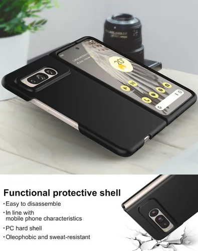 Vista 3 de Foluu Funda para Google Pixel Fold 2023, ultrafina y delgada de PC mate con agarre antideslizante, cubierta protectora completa de protección