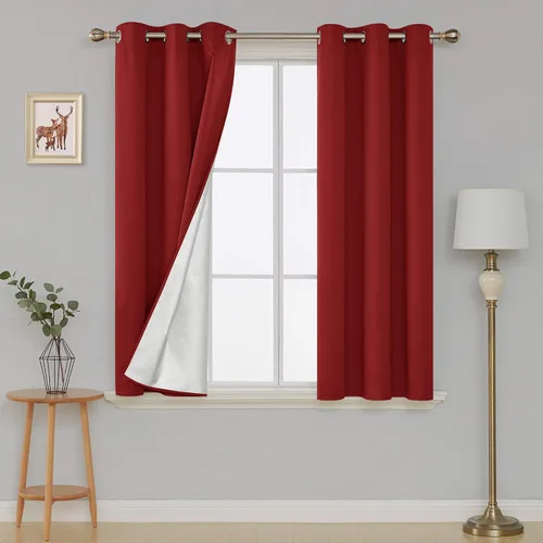 Vista 10 de Deconovo Cortinas opacas para dormitorio, con aislamiento térmico, unicolor, con ojales, bloqueo de calor, oscurecimiento de habitación, cortinas