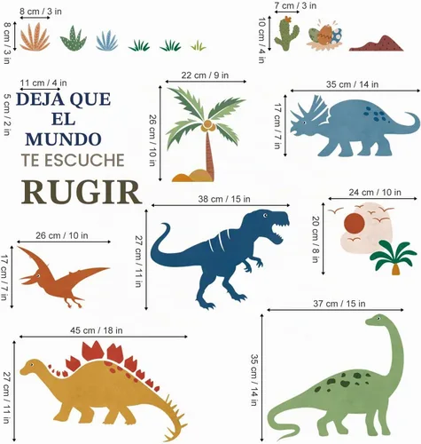 Vista 4 de decalmile Calcomanías de Pared de Dinosaurio Boho Pegatinas de Pared de Dinosaurio y Palmera Guardería de Bebé Dormitorio de Niños Sala