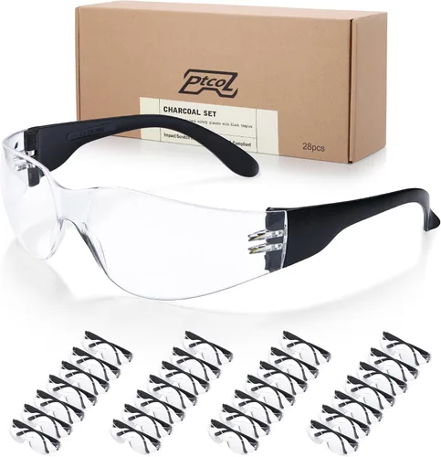 Vista 17 de Paquete de 3 Gafas de Seguridad a Granel con Lentes Cristalinas Transparentes Unisex Antirayones Gafas Protectoras Resistentes a Impactos