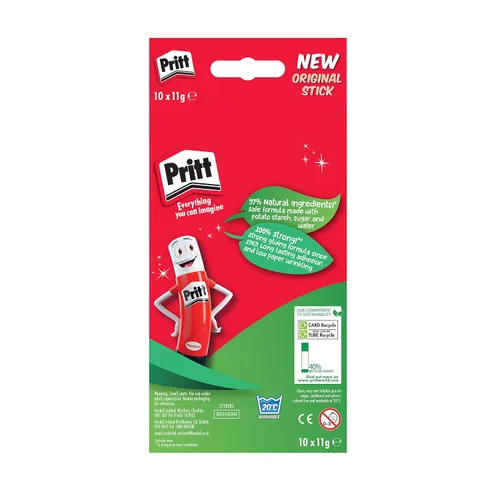 Vista 2 de Pritt Pegamento en barra, seguro y apto para niños, para actividades de artes y manualidades, adhesivo de sujeción fuerte para suministros escolares
