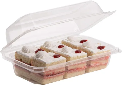 Vista 17 de Recipientes de postre (paquete de 25 – 6 x 6 x 3) contenedores de plástico desechables para alimentos, contenedor de alimentos transparente