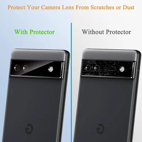 Vista 4 de [Paquete de 2+2] Protector de pantalla de privacidad para Google Pixel 6A [6.1 pulgadas] con protector de lente de cámara, vidrio templado