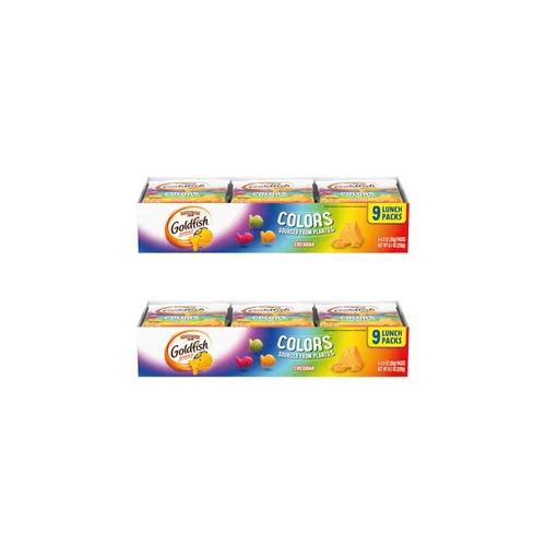 Vista 13 de Goldfish Colors Cheddar Crackers, paquete de aperitivos, 0.9 onzas, bandeja de paquete múltiple de 9 CT