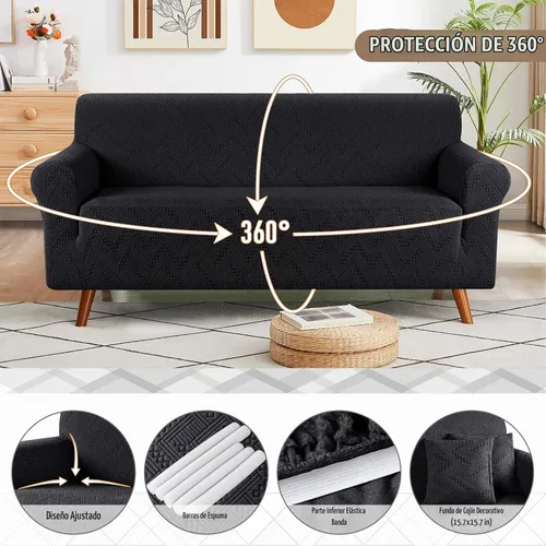Vista 3 de Ruaozz Funda elástica para sofá de 1 pieza, fundas para sofá de 3 cojines, funda universal antideslizante para sofá, funda lavable de jacquard