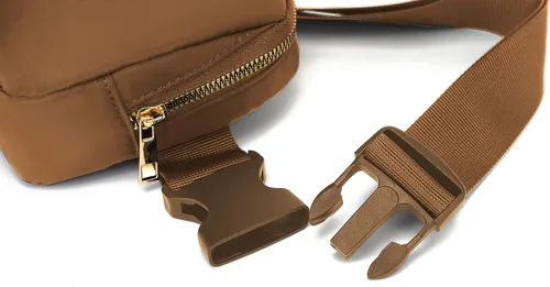 Vista 4 de Riñoneras cruzadas impermeables para niños y mujeres, bolsos de cinturón de moda con correas ajustables, Marrón, Talla única