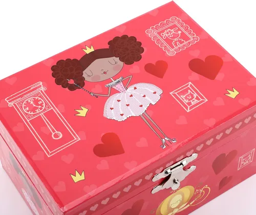 Vista 5 de FALUOS Joyero musical con bonita caja de música de princesa giratoria estuche de almacenamiento de joyas el mejor regalo de juguetes para niñas