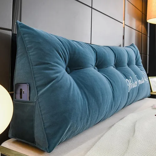 Vista 16 de Almohada de cabecera con cuña para lectura, respaldo de vellón, almohada de descanso de lectura, cojín triangular grande para la espalda, almohada