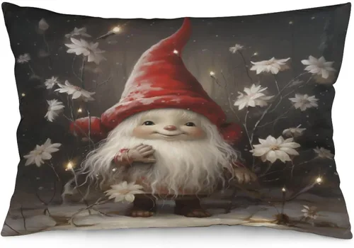 Vista 13 de Funda de almohada con escena de pueblo navideño con niños, fundas de almohada de 12 x 20 pulgadas, almohadas decorativas de Navidad para sofá, funda