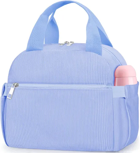 Vista 30 de KUBYA Lonchera de Pana Bolsa de Almuerzo para Mujeres y Hombres, Linda Fresa Pequeña Aislada Reutilizable Trabajo A Prueba de Fugas Simple Loncheras