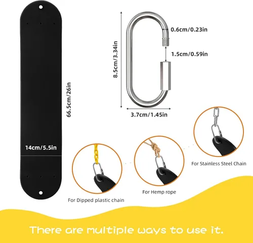 Vista 6 de Asiento de repuesto de asiento de columpio suave de EVA con 2 hebillas de bloqueo, soporta 300 libras, accesorios TreeSwing con ganchos a presión