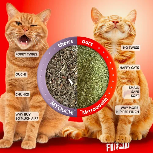 Vista 2 de Fiend Hierba gatera + Silvervine para gatos y gatitos Mezcla de nip fina premium de corte seguro con vid plateada vegana + ultra potente, América