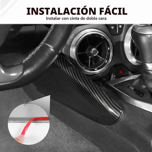 Vista 5 de Cubierta lateral de panel de palanca de cambios de fibra de carbono para Chevrolet Chevy Camaro 2016-2026, accesorios interiores