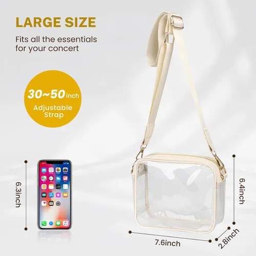 Vista 5 de Aveniee Clear Bag Stadium Approved, Clear Purses for Women, Cross body Bag for Concerts with Adjustable Strap