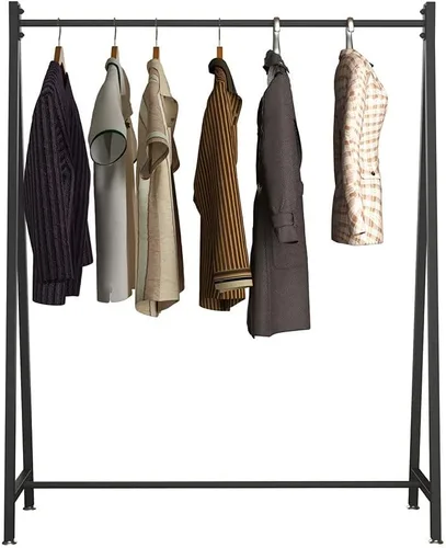 Vista 9 de DR.IRON Percheros de ropa negros con base de mármol, percheros modernos independientes negros con estantes para dormitorio, percheros resistentes