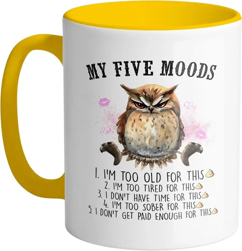 Vista 2 de TeesAndTankYou My Five Moods - Taza de café (11 onzas), color negro