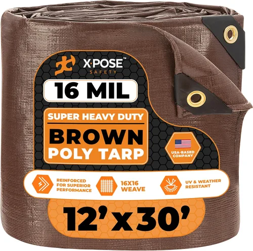 Vista 59 de Xpose Safety - Lona protectora de polietileno de 4 x 20 pies, 16 mil o 0.4mm de grosor, resistente y reforzada para evitar desgarros, resistente a