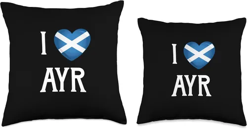 Vista 3 de I Love Ayr Scotland Flag Heart Saltire Scottish Throw Pillow