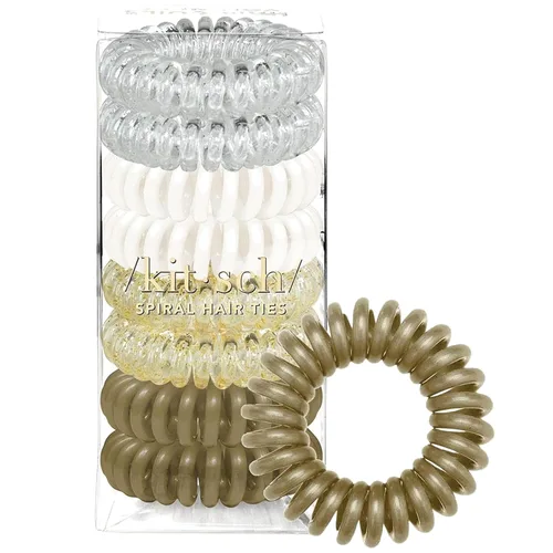 Vista 12 de Kitsch Henna - Coletas para pelo Coiled Plastic Ponytail Holders for Thick and Thin Hair Creaseless and Dent-Free Hair Ties No Damage Phone