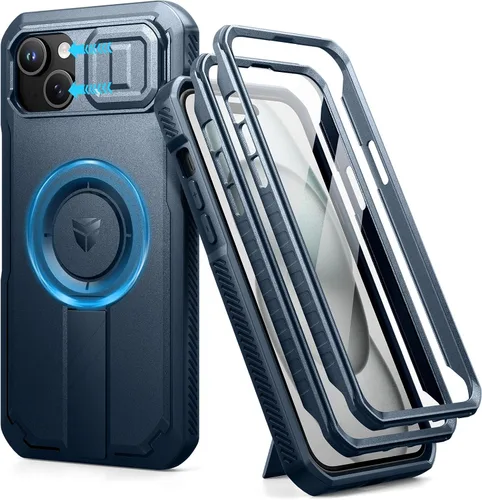 Vista 27 de Dexnor - Funda para iPhone 12 & iPhone 12 Pro con tapa deslizante para cámara, soporte ajustable y protector de pantalla integrado, carcasa