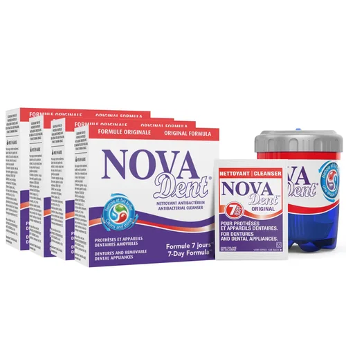 Vista 8 de Novadent Limpiador de dentaduras dentales: para aparatos dentales, retenedores, bandejas, protectores bucales, alineadores de dientes - 3 meses