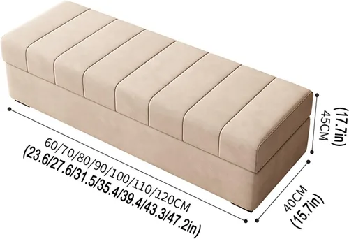 Vista 2 de Amarillo Solid Wood Square Ottoman with Storage – Upholstered Bench for Living Room, Bedroom, Entryway & Shoe Stores – High Resilience Foam Filling