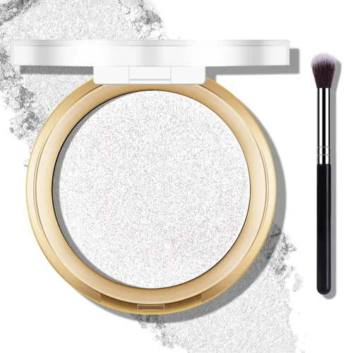 Vista 10 de Paleta de Polvo de Iluminador Rosa Horneado, Paleta de Polvo de Iluminador de Maquillaje Acabado Sutil y Brillante Iluminadores Faciales