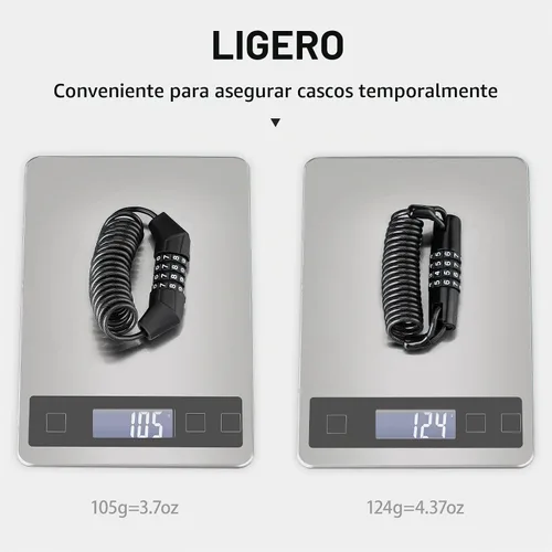 Vista 2 de ROCKBROS Cerradura de casco de motocicleta con bloqueo de cable retráctil de 4 dígitos para bicicletas, cochecitos, equipaje