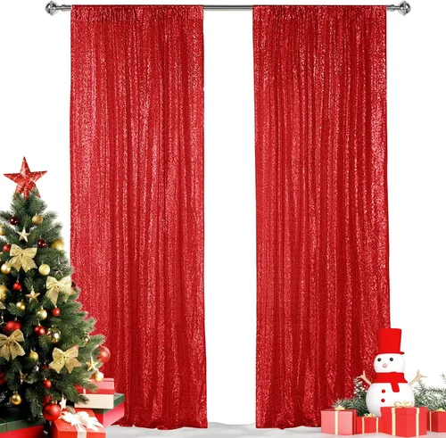 Vista 39 de Hahuho - Cortina de fondo de lentejuelas negras, 2 piezas de 2 pies x 8 pies, cortina de fondo con purpurina para fiestas, Navidad, boda, decoración