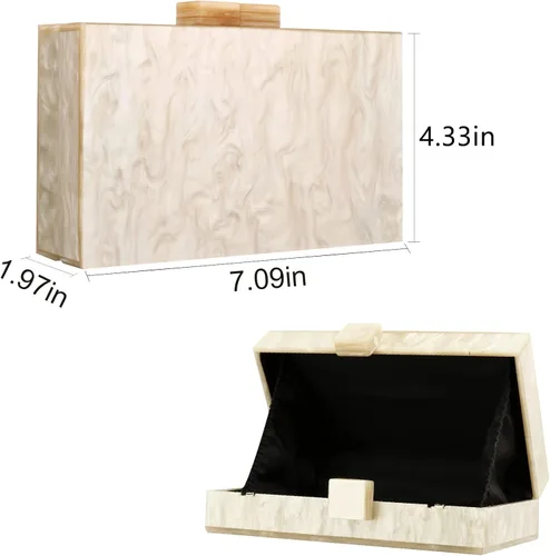 Vista 3 de Monederos y bolsos de acrílico con mármol para mujer elegante banquete de noche caja de mano cruzada