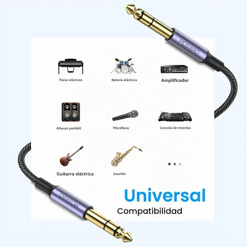 Vista 2 de MOSWAG Cable de guitarra de 1/4 de pulgada Cable de audio de 0.25 in Negro