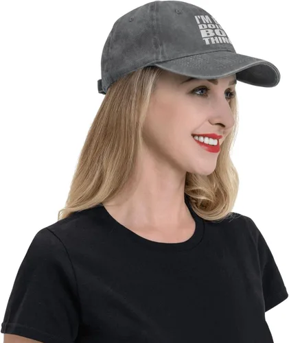 Vista 6 de Gorra de béisbol con texto en inglés "I'm Bob Doing Bob Things Distressed Dad", gorra de béisbol para hombre de los años 90, de mezclilla lavada