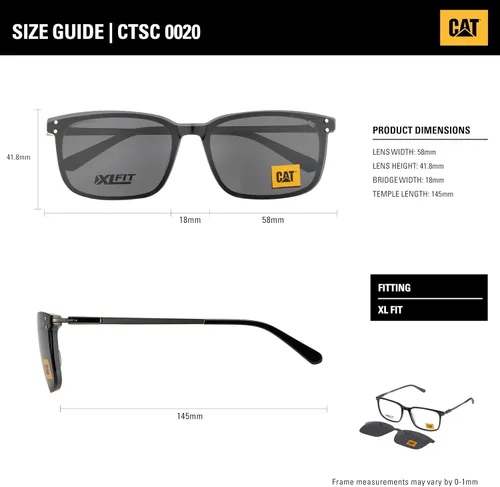 Vista 5 de CAT CTSC 0020 - Marco rectangular para gafas con clip magnético polarizado para el sol, 2.283 in