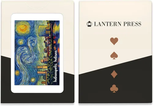 Vista 4 de Lantern Press Indianapolis, Indiana, Skyline, Starry Night, 52 Playing Cards for Adults, Poker Size Card Deck