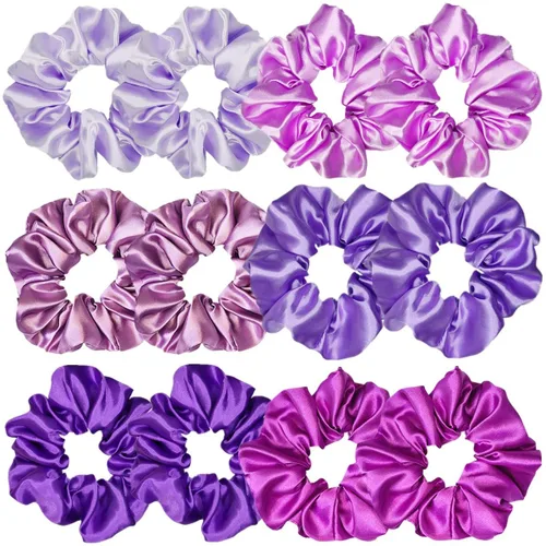 Vista 55 de Sufermoe 12 bandas elásticas para el cabello de seda satinada, color azul surtido de 4.5 pulgadas para mujeres y niñas