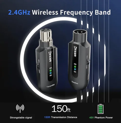 Vista 7 de Receptor transmisor de micrófono inalámbrico de 2.4 GHz, adaptador de micrófono inalámbrico, receptor transmisor XLR recargable para mezclador
