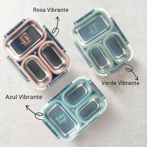 Vista 4 de Easy Togo Lonchera grande de acero inoxidable de 40 onzas para adultos, 3 compartimentos, lonchera con tapa, contenedor reutilizable para aperitivos