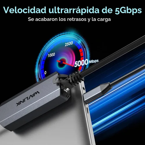 Vista 2 de WAVLINK Adaptador USB C a Ethernet de 5 Gbps