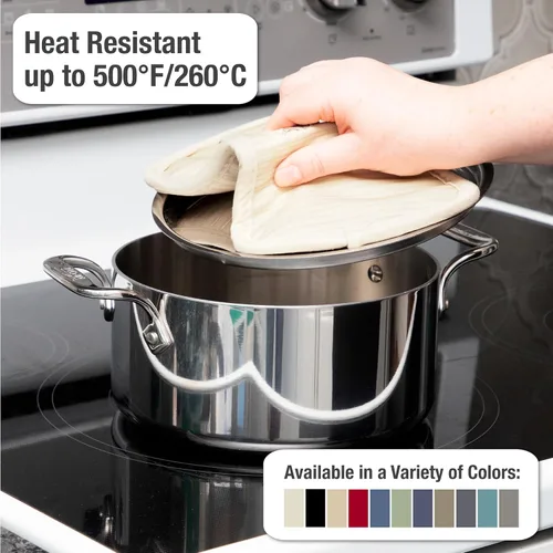 Vista 8 de All-Clad Soporte para ollas y almohadilla caliente: resistente al calor hasta 500 grados, 100% algodón, almohadilla caliente de 10 x 6.25 pulgadas