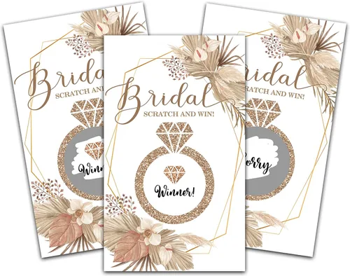 Vista 15 de Tarjetas de juego para raspar para despedida de soltera, boletos de lotería nupcial de flores de primavera, ideas de juegos de despedida de soltera