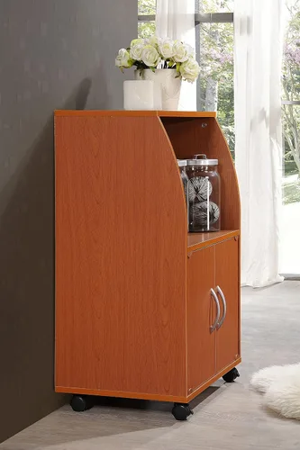 Vista 3 de Hodedah Mini carrito de microondas con dos puertas y estante para almacenamiento, cereza