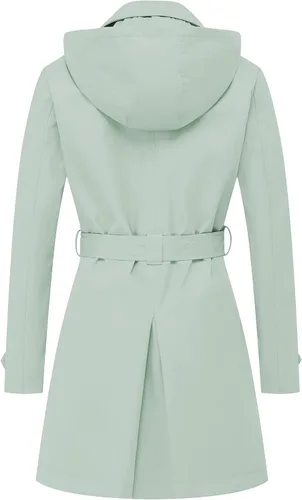 Vista 2 de CREATMO US - Gabardina clásica con solapa de doble botonadura para mujer sobretodo ceñido con cinturón y capucha desmontable